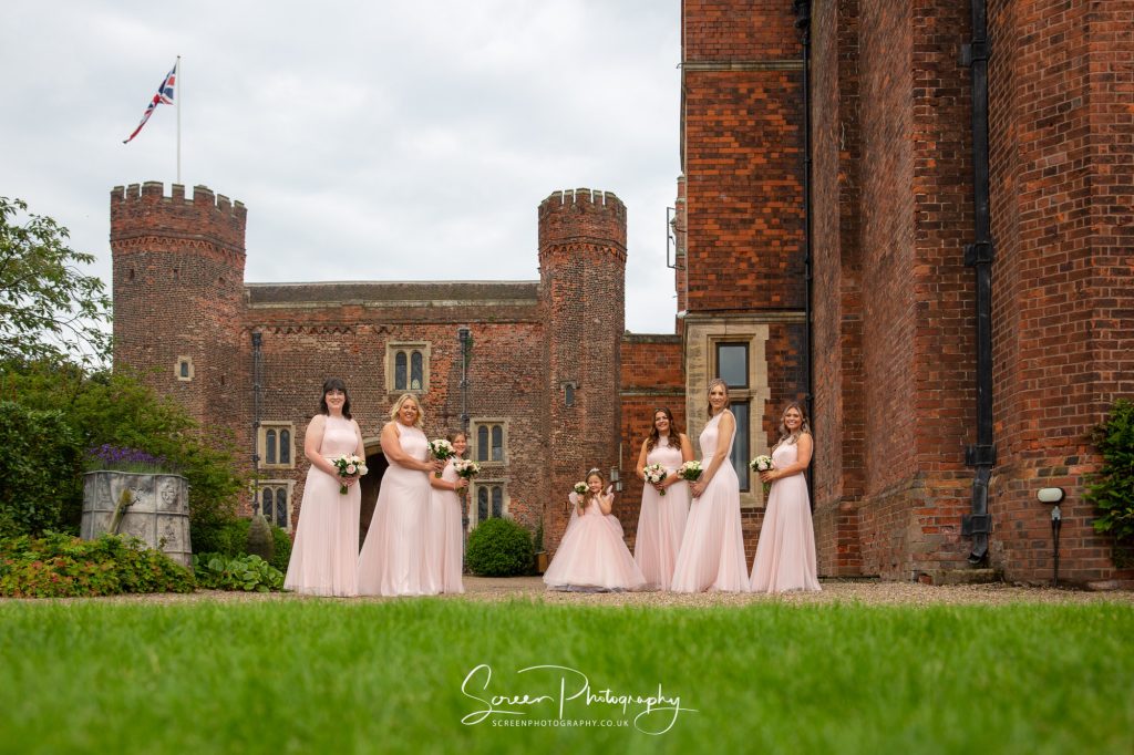 bridal party at Hodsock Priory Nottingham Notts wedding venue 