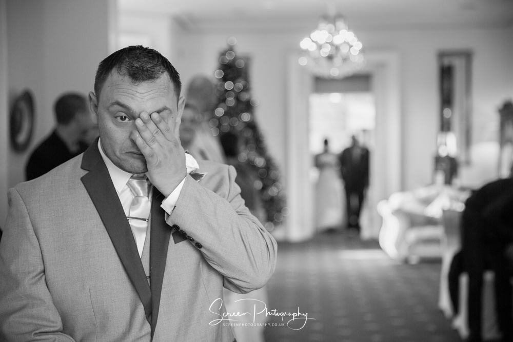 The Shottle Hall Estate Wedding Venue Derby Derbyshire groom waiting first look