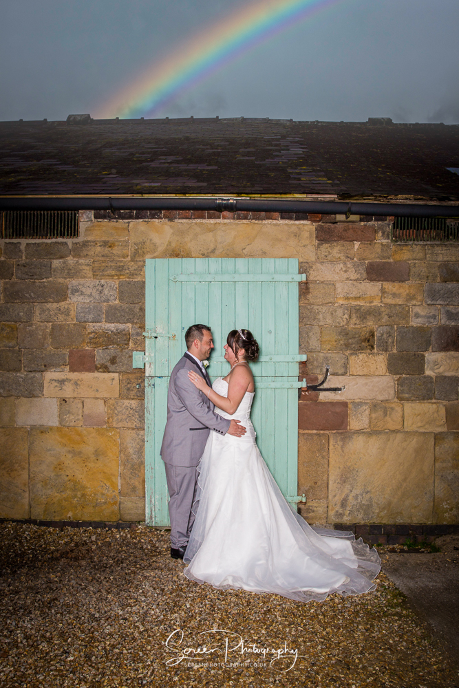 The Shottle Hall Estate Wedding Venue Derby Derbyshire rainbow couple bride groom doors