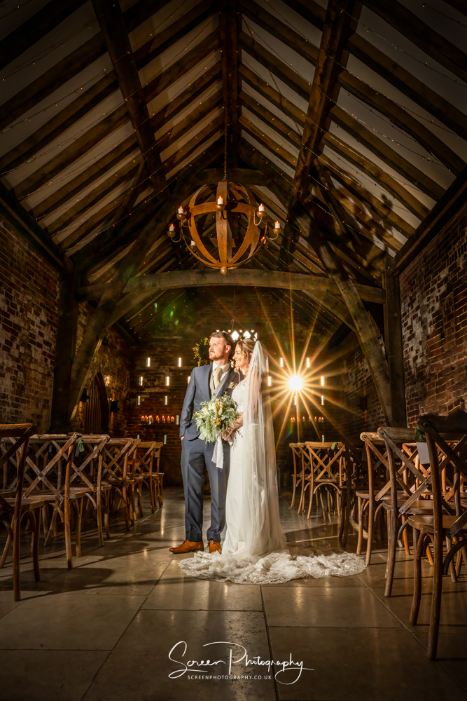 Cripps & Co Grangefields Derby Ashbourne wedding venue barn married couple bride groom ceremony room sunset