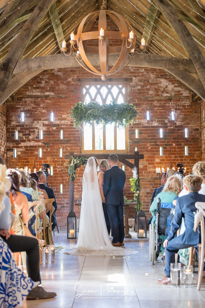 Cripps & Co Grangefields Derby Ashbourne wedding venue barn ceremony room bride groom married alter