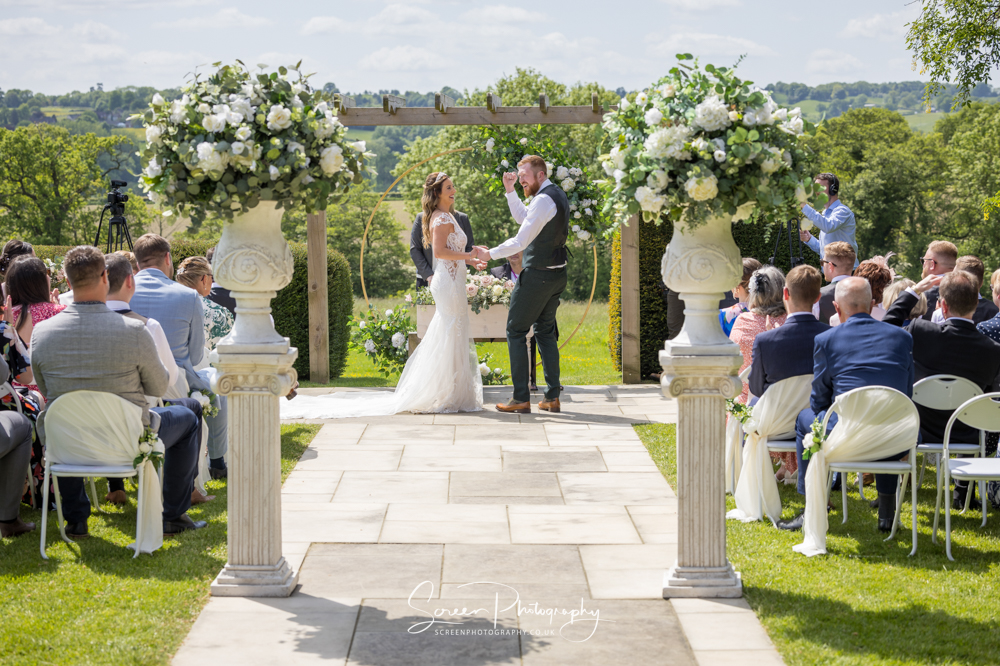 The Shottle Hall Estate Wedding Venue Derby Derbyshire outdoor ceremony bride groom married