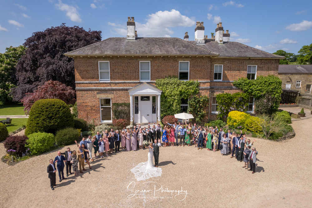 The Shottle Hall Estate Wedding Venue Derby Derbyshire full friend family group uav drone aerial