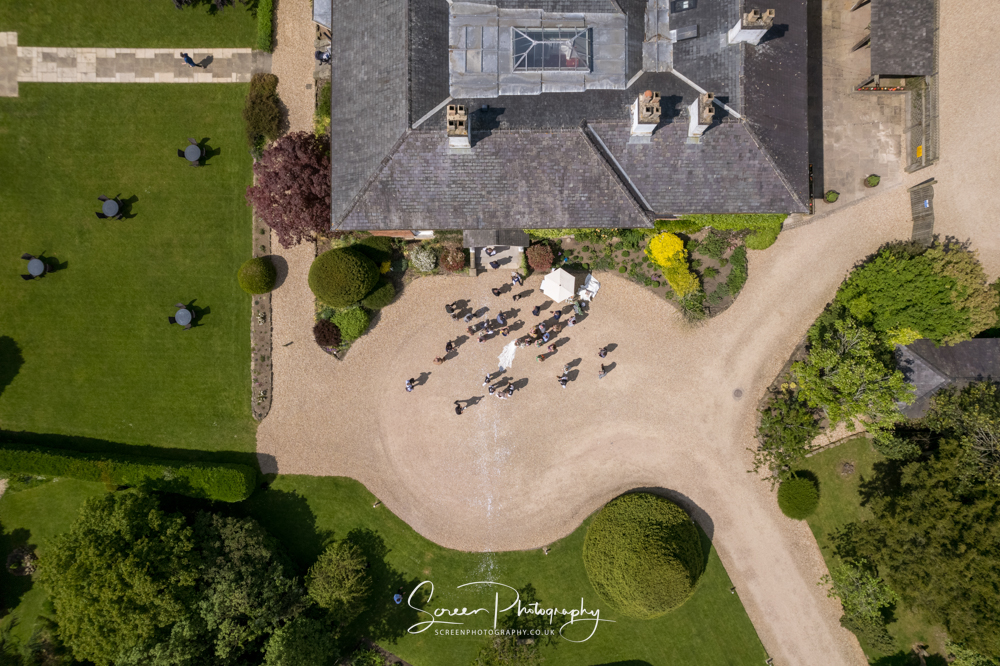 The Shottle Hall Estate Wedding Venue Derby Derbyshire drone aerial look down view