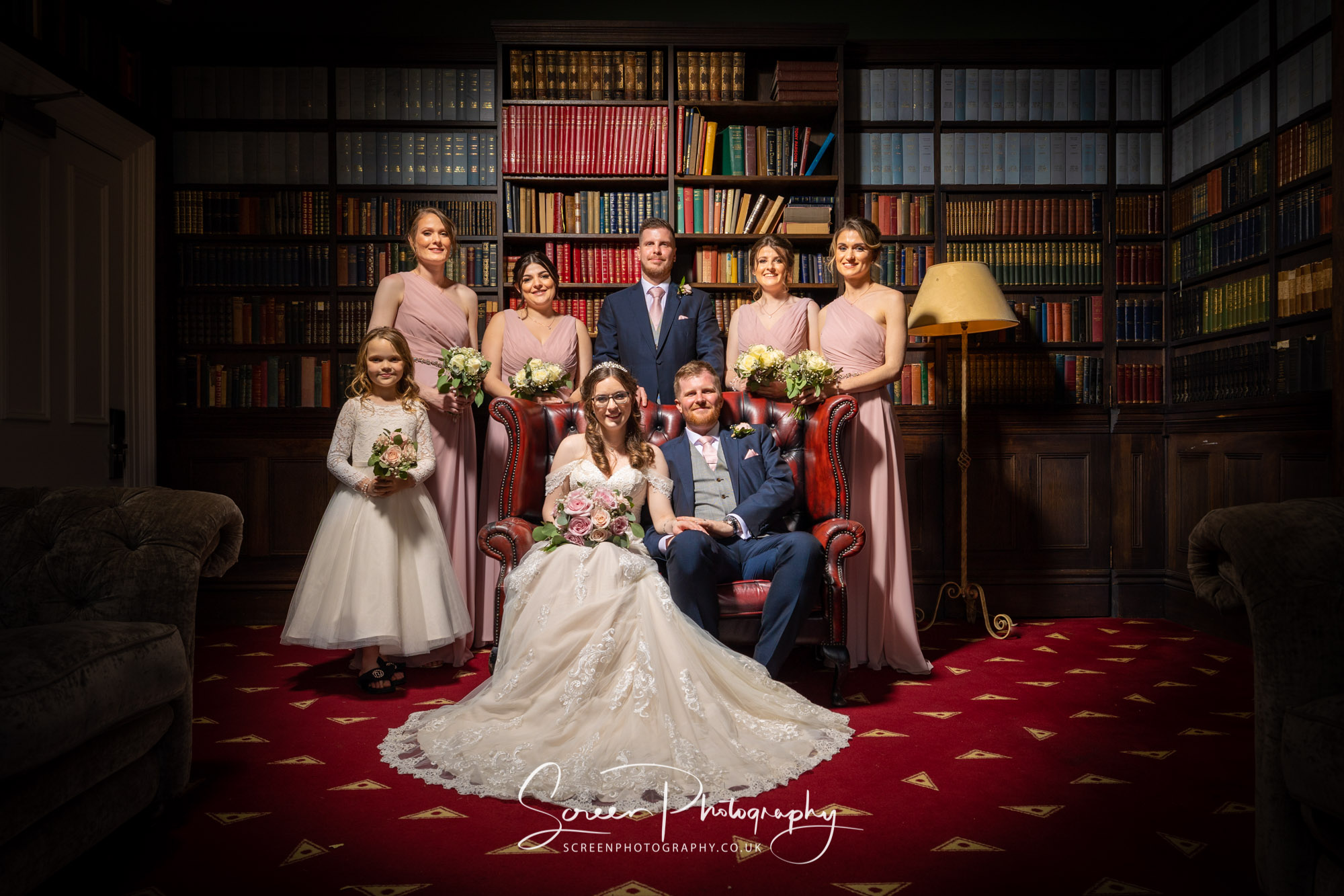 The Shottle Hall Estate Wedding Venue Derby Derbyshire library groom bridal party