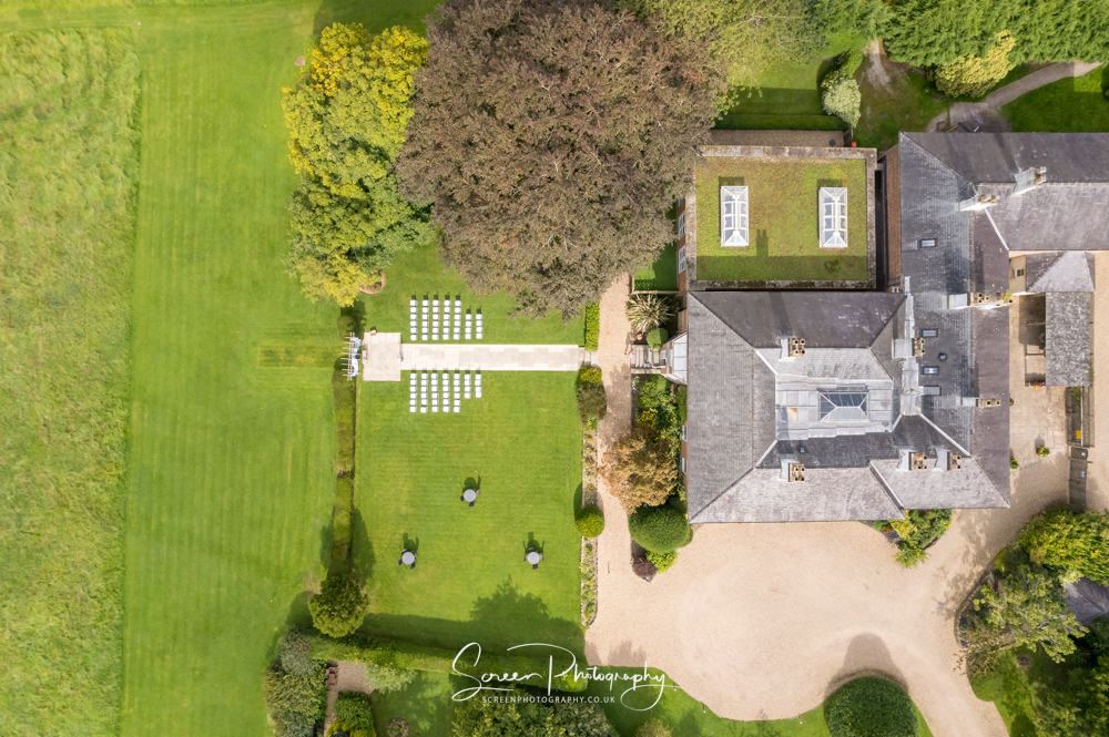 The Shottle Hall Estate Wedding Venue Derby Derbyshire drone look down view