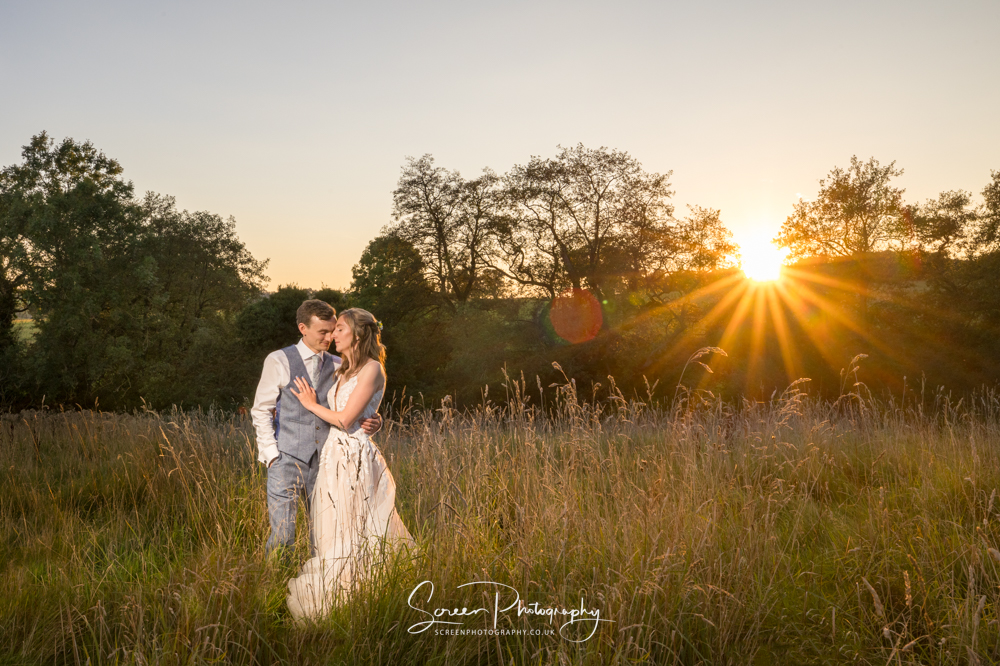 The Shottle Hall Estate Wedding Venue Derby Derbyshire field sunset evening glow