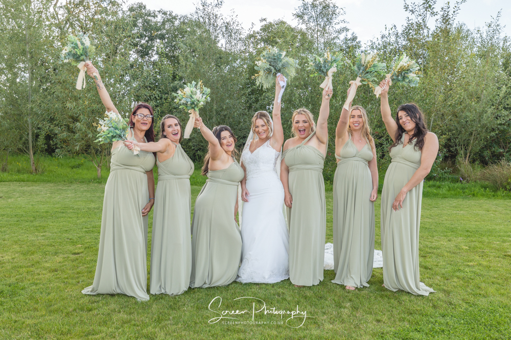 Cripps & Co Grangefields Derby Ashbourne wedding venue barn bride bridal girls having fun