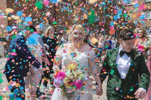The west mill derby mills married couple bride bride same sex lesbian gay fun massive confetti picture photo