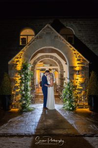 darwin lake wedding photography bride groom in entrance at night portrait