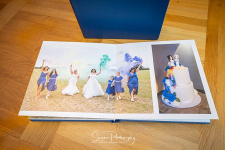 wedding album pages open