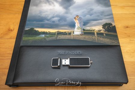 black matte leatherette wedding album with usb