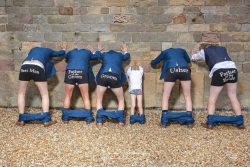 Shottle Hall wedding photography derby Derbyshire grooms men best man groom usher boxer shorts bending over funny picture