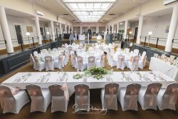 derby conference centre wedding breakfast set-up in sunken lounge area