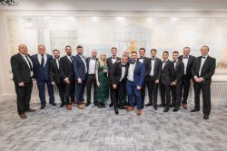 commercial photography nottingham corporte business awards evening with group of ladies and gentlemen in black tie and dress