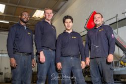 commercial photography nottingham business corporate headshots of an engineering team on the shop floor