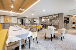 commercial photography nottingham care home dining seating area with kitchen